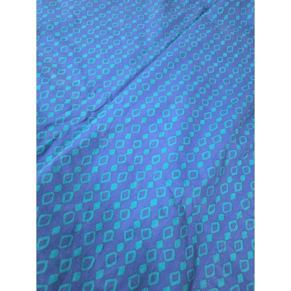 Vintage Full Sheet Set Xhilaration Peacock Geometric Cotton Green Blue Teal